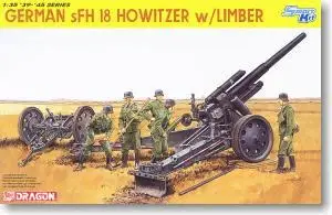 1/35 masto modelis Dragon 6392 Vokietija sFH18 15cm sunkiųjų howitzera ir traktoriaus bokštai priešais automobilį