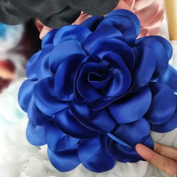 1 gabalas royal blue 3D gėlių nėrinių aplikacijos, mėlyna 3D gėlių nėrinių, pleistrai, 