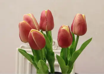 13 vnt/daug, Dirbtinių gėlių aukštos kokybės nekilnojamojo touch PU Tulpių darbalaukio vestuvių namų dekoravimo, dovanų įvairių spalvų