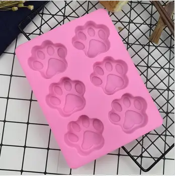 200pcs Silikono formos 6 grotelių katės letena pėdsaką rankų darbo muilas pelėsių silikono torto formos SSCM-001-10