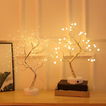 2020 Naują Kalėdų mažo Stalo Lempos, Spalvotos Lemputės, LED Medžio Lempos Jutiklinį Jungiklį Pearl Babysbreath Papuošti Naktį Šviesos