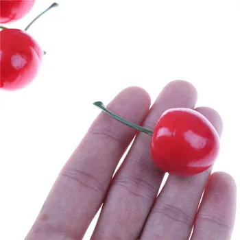 20Pcs/daug 2.5 cm Mini Netikrą Plastiko Vaisių Mažų Uogos Dirbtinių Gėlių Red Cherry Vaikams Juokinga Virtuvės Žaislai Whosesale