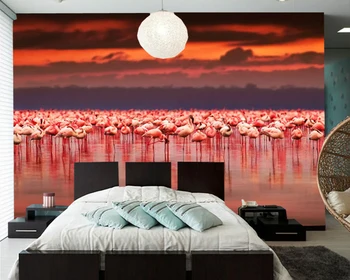 Afrikos flamingo gražus saulėlydis Kenijos 3d tapetai papel de parede,svetainė, televizorius, sofa-sienos miegamajame restoranas freskos