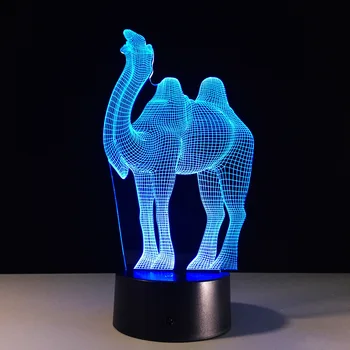 Akrilo LED 3D Stereo Vizija Lempos Kupranugaris USB naktinė lempa Patalpų Atmosferą Lempa Nuotolinio valdymo Jutiklinį Jungiklį 7 Spalvų Kaita, Miegamasis Šviesos