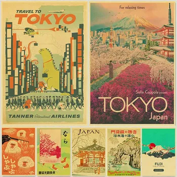 Aplankyti Japonijos Tokijo Kelionės Plakatai, Paveikslai Derliaus Drobės Tapybos Sienos Menas Spausdinti Plakato Pobūdžio Dekoratyviniai Nuotrauką Namų Dekoro