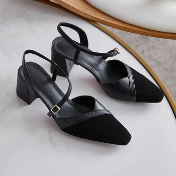 ASUMER 2020 naujas atvyksta moterų sandalai pulko sagtis aikštėje aukšti kulniukai klasikinė suknelė office batai ponios vasaros sandalai juoda