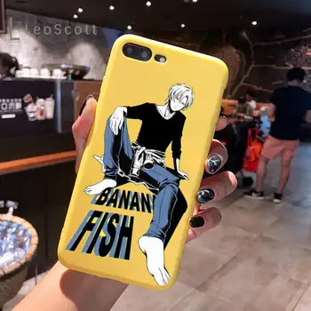 Bananų Žuvų Anime Telefono dėklas Geltona Saldainiai Spalvos iPhone 6 7 8 11 12-os mini pro X XS XR MAX Plus