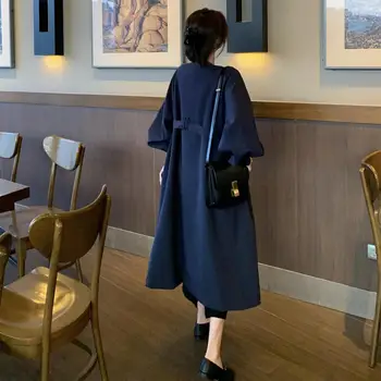 Britų Tranšėjos Paltai Moterims Atsitiktinis Negabaritinių Ilgai Medžiaga Derliaus Paltai Moterims Žiemos Elegantiškas Abrigos Para Mujer Švarkelis EH50TR
