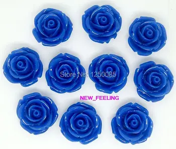 Didmeninė 60pcs Royal Blue Gražus Dervos Rožių Gėlių Karoliukai, su Anga Flatside už Bohemijos Karoliai&Apyrankė 