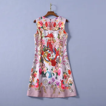 Europos ir Amerikos moterų suknelė 2020 metų vasaros naują stilių Sunkiosios nagų granulių animacinių filmų gėlių spausdinti Mados suknelė be rankovių