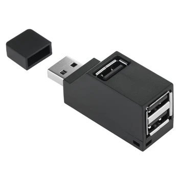 HOT-2 Vnt 3-Port USB Hub Mini USB3.0 Didelės Spartos Hub Platintojas Langelį KOMPIUTERIO, Nešiojamojo Kompiuterio, U Disko Mobiliojo Telefono Kortelių Skaitytuvas