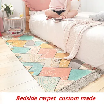 Japoniško stiliaus Medvilnės rankų Naktiniai kilimų Ekologiškas miegamasis kilimas juostelės kutas anti-slip grindų kilimėlis užsakymą durų kilimėlis