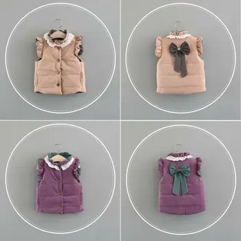 Kūdikių Mergaičių Žiemos Paltai Vest Liemenė Liemenė Vaikas Žiemą Šiltas Vaikai Rankovių Visiškai Mygtuką Viršutinių Drabužių Siuvimas