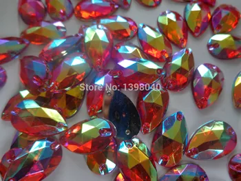 Laisvas karoliukai Raudona AB spalva 150pcs 11*18mm siūti Akrilo kristalų, cirkonio aksesuaras brangakmenio flatback masės diamond