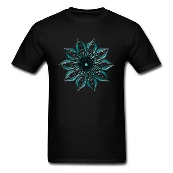 Mandala Gėlių Spausdinti Vyrų Black Blue marškinėliai trumpomis Rankovėmis Gėlių Geometrinis Modelis Dizaino Mados Šukuotinės Medvilnės Marškinėliai