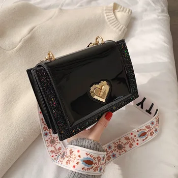 Moterų Mini Mažas Kvadratas Pack Pečių Krepšiai, Mada China Dizaineris Lakinės Odos Messenger Maišeliai Crossbody Krepšiai Širdies Rankinės