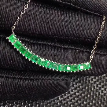 Natūralus žaliasis smaragdas Karoliai natūralus akmuo Pakabukas Karoliai S925 sidabro madinga, Elegantiška eilės Ratas Veiduką moterų Papuošalai