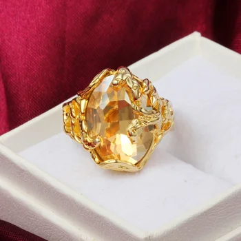 Pigūs aukso spalvos lady vestuvinį žiedą, asfaltuotas didelių kristalų naujo dizaino aukso-spalvos aukštos kokybės dovanų papuošalai piršto žiedą šalis