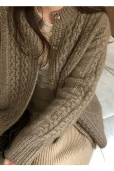 Rudens / žiemos tingus kašmyro megztinis megztas megztinis moterų purus vilnos kailis storas kailis