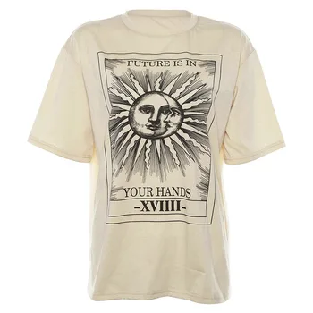 Self-made Majų saulė spausdinti prarasti atsitiktinis ilgai marškinėliai moterų trumpomis rankovėmis