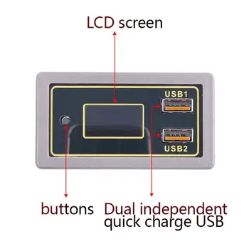 Skaitmeninis Ekranas Voltmeter Baterija voltmetras Testeris Dual USB DC12V Automobilių 203C