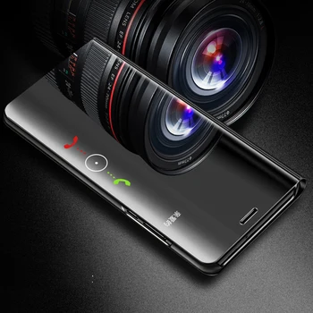 Smart Veidrodis Peržiūrėti Apversti Telefoną Atveju Xiaomi Redmi 9 Pastaba 9S 8T 8 7 6 Pro K20 K30 PU Odos Stovėti Padengti Redmi 8 8A Shell 20