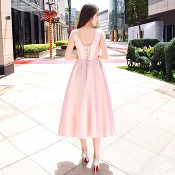 Tai Yiiya Rožinė Vakare Gown O-Kaklo-Line Elegantiškas Plius Dydis Moterų Suknelės, Šaliai, Siuvinėjimo Nėrinių Suknelė Moteris Šalis K168