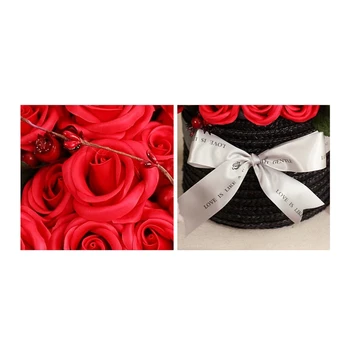 Valentino Dieną, Dizaino Retro Austi Krepšelį Raudona Rožė, Muilas Gėlių, Dovanų Dėžutėje Puokštė Gimtadienio Dovana