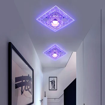 Šiuolaikinės 24CM aikštėje 5W LED lubų šviesos blizgus crystal viešbučio koridoriaus, miegamojo kambarį LED lubų šviesos AC90-260V