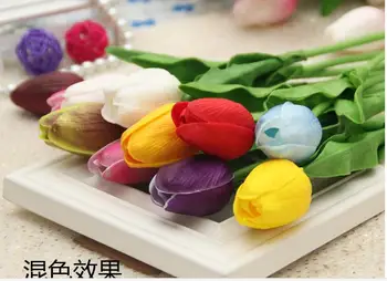 13 vnt/daug, Dirbtinių gėlių aukštos kokybės nekilnojamojo touch PU Tulpių darbalaukio vestuvių namų dekoravimo, dovanų įvairių spalvų