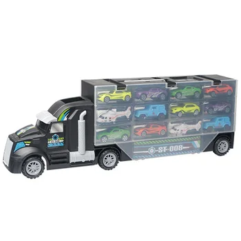 13Pcs/Set Transporto Automobilių Vežėjas Sunkvežimių Berniukų Žaislas (Apima Lydinys 10 Automobilių ir 2 Sraigtasparnius)Už Vaikas, Vaikai