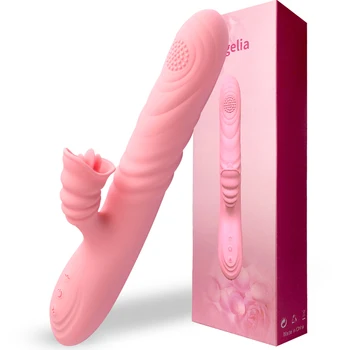 20 Greičio Silikoninis Dildo, Vibratoriai Teleskopinis Šildymo Sekso Žaislai moterims Erotinio Kalba Vibracijos Clit Stimuliacija Suaugusiems