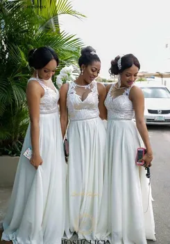 2019 Afrikos, Nigerijos Bridesmaid Suknelę Vien Brangakmenis Kaklo Pavasario Vasaros Oficialias Vestuves Svečias Tarnaitė Garbės Suknelė Plius Dydis