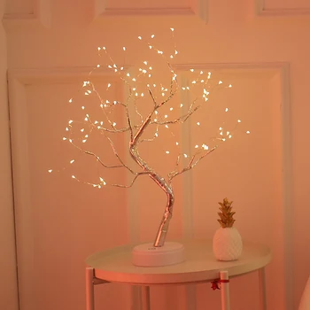2020 Naują Kalėdų mažo Stalo Lempos, Spalvotos Lemputės, LED Medžio Lempos Jutiklinį Jungiklį Pearl Babysbreath Papuošti Naktį Šviesos