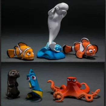 6pcs/set PVC žuviukas Nemo/Dory Animacinių filmų Žuvų Akvariumas Ornamentu Žuvų Bakas Mini Klounas Apdailos Skaičiai Namų Puošybai