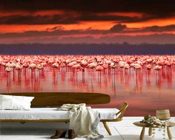 Afrikos flamingo gražus saulėlydis Kenijos 3d tapetai papel de parede,svetainė, televizorius, sofa-sienos miegamajame restoranas freskos