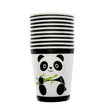 Animacinių Filmų Panda Temą Gimtadienio Dekoracijos Vaikams, Vienkartiniai Indai, Nustatyti Plokštė Servetėlės Taurės Ballon Baby Shower Šalies Prekių