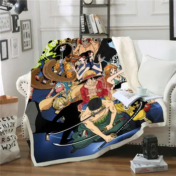 Anime One Piece 3D Skaitmeninis Atspausdintas Pliušinis Vilnos Antklodė Suaugusiųjų Mados, Antklodės, Home Office Skalbti Antklode Atsitiktinis Vaikai Antklodė