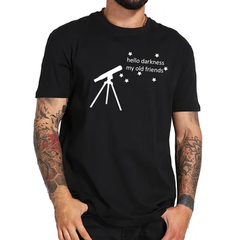 Astronomijos Teleskopas T-shirt Vyrai Kosmoso Astronomijos Entuziastai T Marškinėliai Medvilnės, Patogiai, Juoda Balta ES Viršūnių Dydis