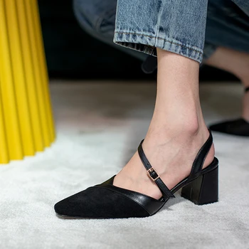 ASUMER 2020 naujas atvyksta moterų sandalai pulko sagtis aikštėje aukšti kulniukai klasikinė suknelė office batai ponios vasaros sandalai juoda