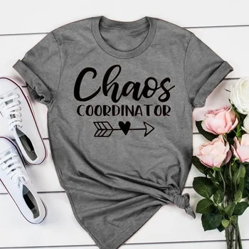 Chaosas Rodyklių Laišką, Print T Shirt Moterims Trumpomis Rankovėmis O Kaklo Laisvus Marškinėlius Vasarą Moterys, Marškinėliai, Topai Camisetas Mujer