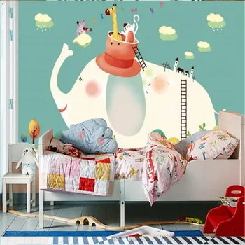 Custom tapetai, vaikų kambarys mažų šviežių dramblys gyvūnų sienų apdaila - aukštos kokybės ekologiškos medžiagos
