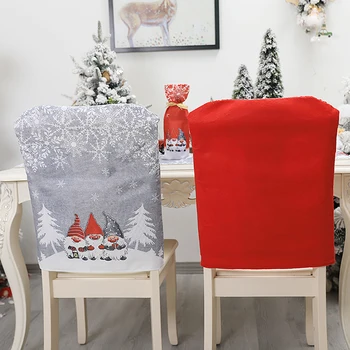 Kalėdų Kėdė Padengti Santa Claus Sniego Kėdės Nugaros Apima Valgomasis Stalas Kalėdinė Dekoracija Namuose Kėdės Apima