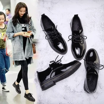 Moterų batai 2018 nauji maži batai moteriška studentų korėjos versija, Europos ir Amerikos retro kolegija stiliaus Britų stiliaus