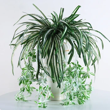 Naujas 65cm Dirbtinės gėlės, augalai Sienos Kabo Chlorophytum vazoninių žalieji augalai PVC Netikrą Modeliavimas gėlių kambarį dekoro