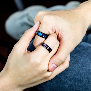 Rekomenduojame, Aukščiausios Kokybės Nerūdijančio Plieno Mėlynos Spalvos Žiedai Moterims Žavesio Vyrų Sužadėtuvių Žiedą Vestuvių Pora Žiedas Papuošalai 2019