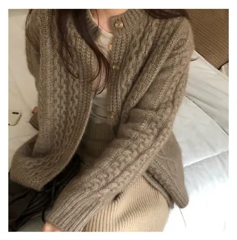 Rudens / žiemos tingus kašmyro megztinis megztas megztinis moterų purus vilnos kailis storas kailis