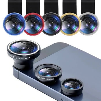 Universalus 3IN1 Clip-ant Telefono Kameros Objektyvo Lentes Rinkinys Makro Fisheye Plataus Kampo Apkaba, Skirta 