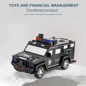 Vaikams Pinigų Banko Automatinio Jutimo Baterija Žaislas Automobilis Monetos Apšvietimas 1:16 Dovanos Piggy Policijos Vaikų Pirštų Atspaudų Slaptažodį