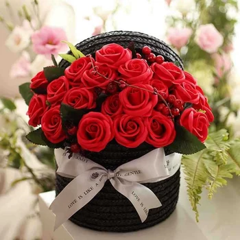 Valentino Dieną, Dizaino Retro Austi Krepšelį Raudona Rožė, Muilas Gėlių, Dovanų Dėžutėje Puokštė Gimtadienio Dovana